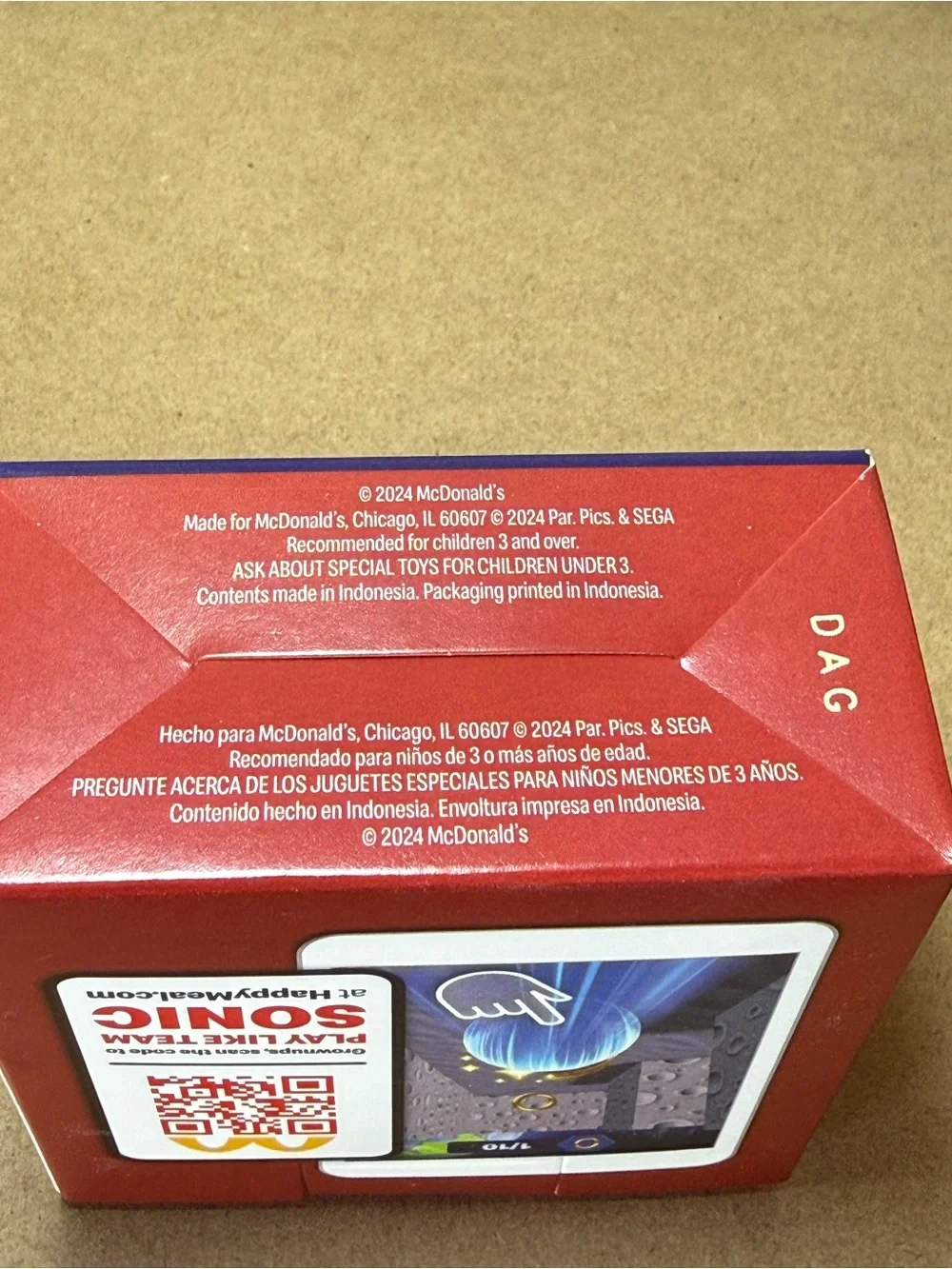 McDonald's 2024 Sonic the Hedgehog 3 Shadow Red Roller Kids Toy NWT